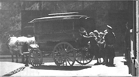 A prisoner wagon used by Marshals and local sheriffs in Boston in the 1890's