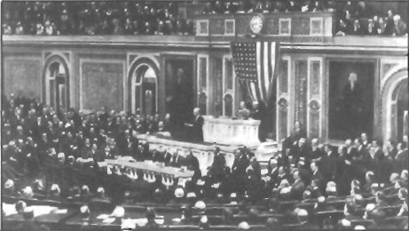 President Wilson asking congress for declaration of war
