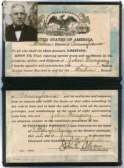Photograph of U.S. Marshal's credentials