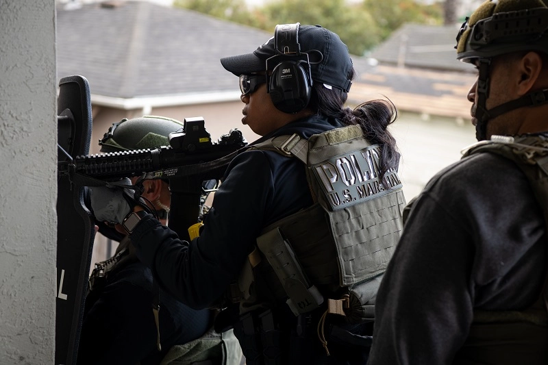 Female Deputy U.S. Marshals during an operation