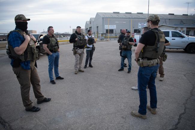 Group of  U.S. Marshals fugitive task force gathered outside